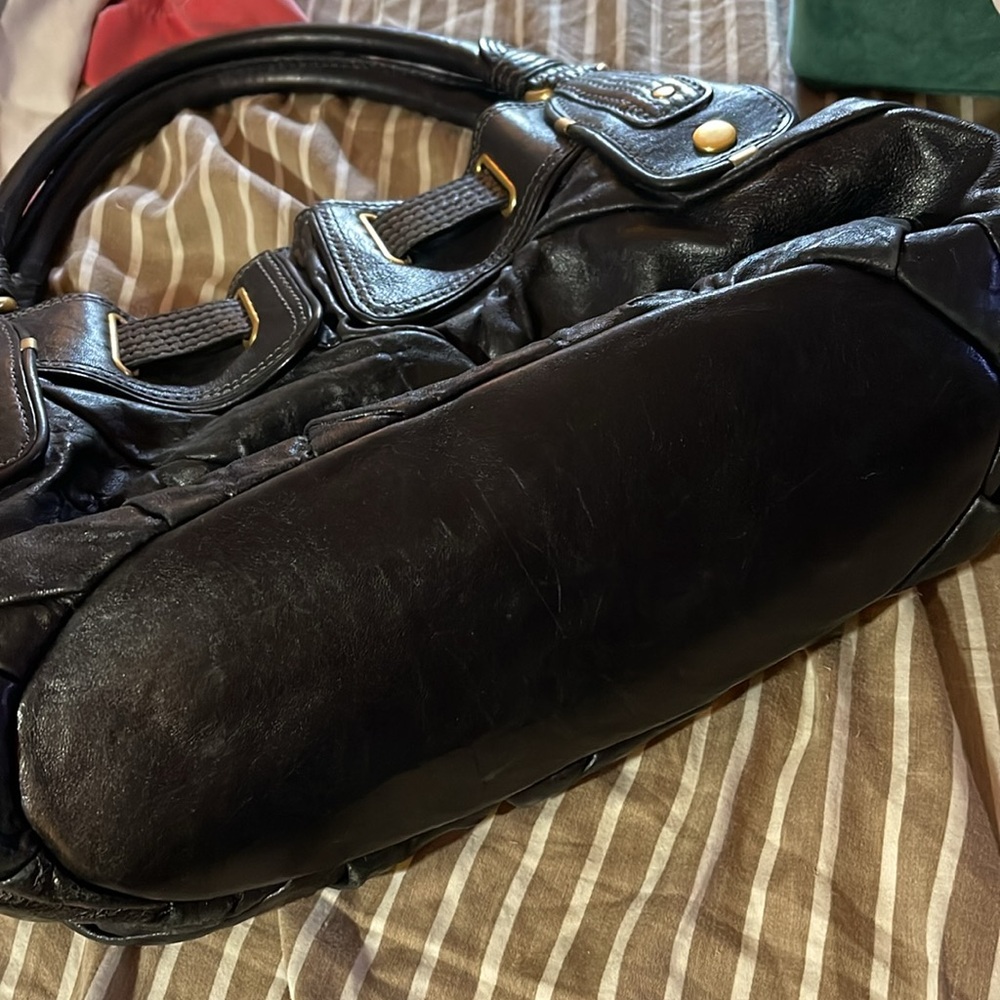 Y2K Juicy Couture Black Leather HoBo Bag w/ Gold Hardware - Picture 5 of 11